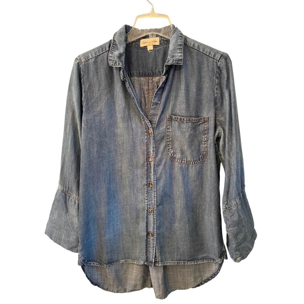 Cloth & Stone Blue Anthropologie Blue Button Down Shirt Preppy Size Small